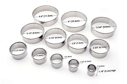 Surgehai 12 Piece Round Cookie Cutter Set, Donut Cutter Set, Stainless Steel Circle Fondant Molds For Dough Pastry Biscuits English Muffins #TOP5