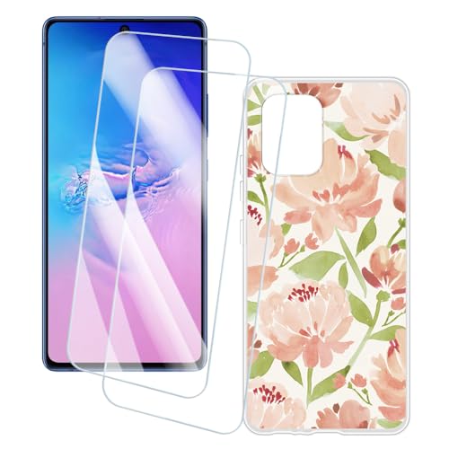OAGELIM 2�Z�b�g �X�N���[���v���e�N�^�[ + �P�[�X Samsung Galaxy S10 Lite (6.7 �C���`) �Ƃ̌݊������� �A�[�e�B�X�e�B�b�N�J�X�^���v�����g�J�o�[�Ƌ����K���X�t�B���� �X�N���b�`�h�~ (��)
