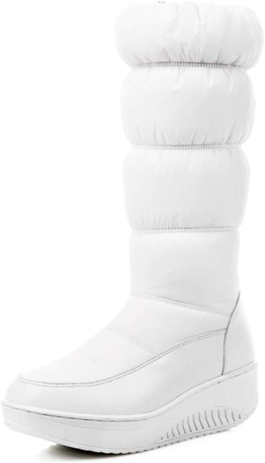 ZSQBQ Women Platform Snow Boots Comfort Warm Plush Lined Cold Weather Mid Calf Winter Boot