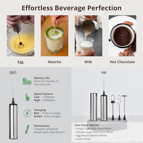 Mousseur à lait rechargeable portable pour émulsionner les œufs et le café - 8