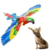 Elektrisches Vogelspielzeug für Katzen | Interaktives Simuliertes Vögeln Katzenspielzeug | Electric Sound Vogel Katzenspielzeug | Hängende Fliegende Vögel Spielzeug für Drinnen Und Draußen (Papagei)