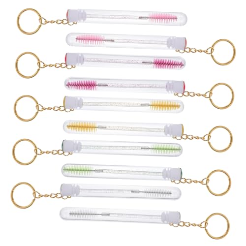 Mikinona 10pcs Lash Kit Faux Wispy Eyelash Brush Tube Keychain Makeup Lash Brush for Women