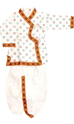 Spack Jerrow Cotton Printex Printed Dhoti Kurta for Kids Boys (WHT_0-1 year), White