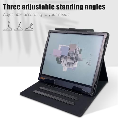 Image of E NET-CASE Case for 10.3 inch Boox Note Air4 C (2024) /Boox Note Air3 C /Air3 B /W Tablet (2023), New Upgraded Design 360 Degree Rotating Stand Cover with Pen Holder /Hand Strap, Auto Sleep /Wake (Black)