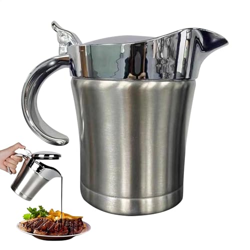 Gravy Boat with Lid, Stainless Steel Sauce Bowl, Portable Double Layer Juice Sauce Pot, Dining Table Accessories for Home, Kitchen Use, Sauces, Best Stainless Steel Gravy Boat, Portable Sauce Pot for