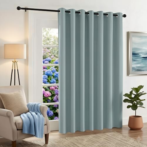 Image of RYB HOME Sliding Glass Door Curtains for Patio, Blackout Thermal Insulating Privacy Vertical Blinds for Large Window Living Room Bedroom Drop Cloth Closet Divider, W 100 x L 84 inches, Dusty Blue