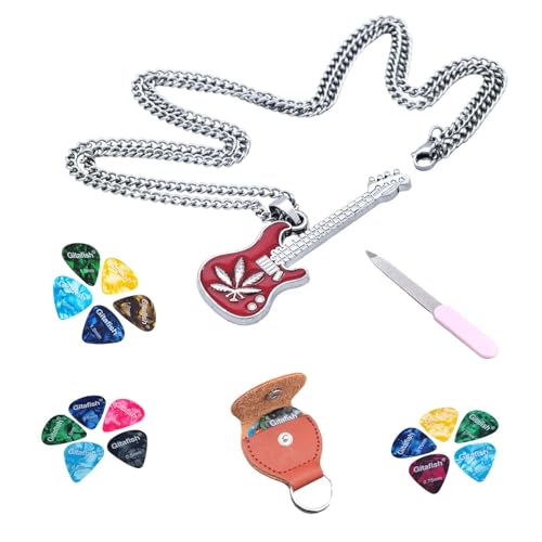 15 púas de guitarra con caja de almacenamiento organizadora, 0.5 0.75 1.0 mm, incluye grosor fino medio...