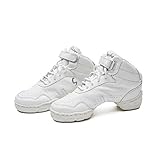 Skazz by Sansha Women's Dance Studio Exercise Sneakers Leather TPR Split-Sole Boomerang (US 6.5 / Skazz 06 M), White
