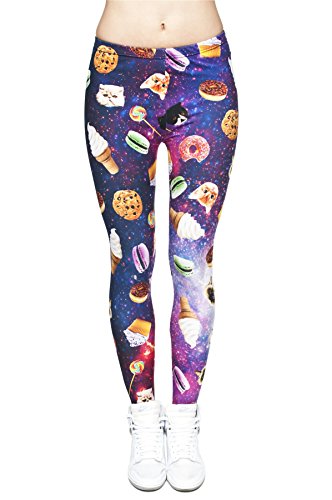 kukubird Printed Patterns Women's Yoga Leggings Gym Fitness Running Pilates Tights Skinny Pants 8 to 12 Stretchable - Space Things
