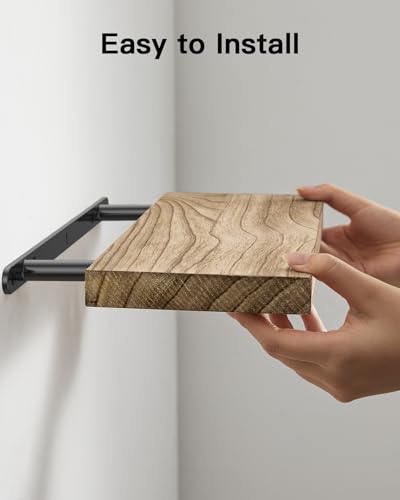 Amada Floating Shelves for Wall, Paulownia Wood, Set of 4, Light Brown - Image 5