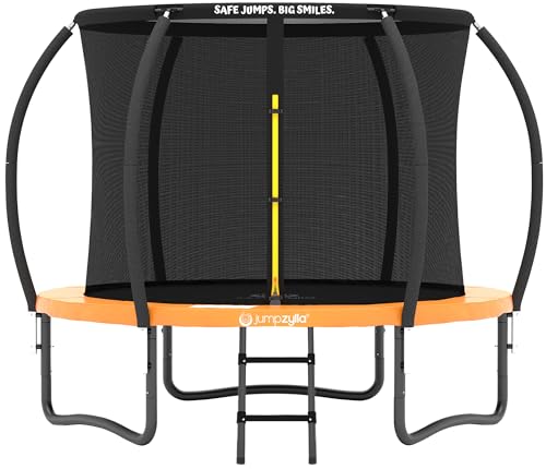 Image of JUMPZYLLA Trampoline Outdoor 8FT 10FT 12FT 14FT 15FT 16FT with Enclosure and Ladder, ASTM Approved Recreational Trampoline for Kids and Adults, Anti-Rust Coated Frame