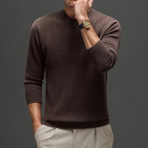 Men's Classic Crew Neck Sweater 100% Wool Casual Long-Sleeve Cable-Knit Pullover4