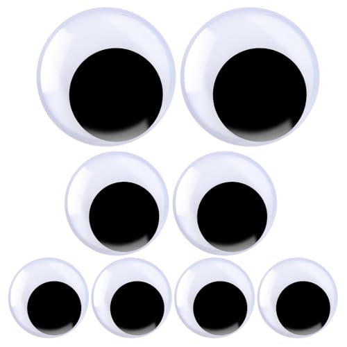 8 Stück Selbstklebend Wackelaugen Groß Selbstklebend Bewegliche Augen zum Bastelbedarf Kulleraugen Selbstklebend Riesige Schwingende Bewegliche Augäpfelaufkleber Kunststoff 10/8/5 cm