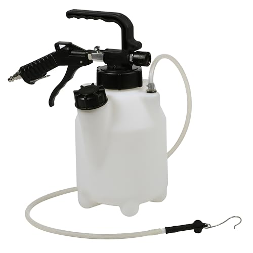 ARES 18078 – 3-Liter Vacuum Brake Fluid Bleeder – 3L Fluid Extractor Connects to Standard Shop Air Supply – Manual Trigger Locks for Hands-Free Use – Bleeds from Caliper Without Need for Adapters