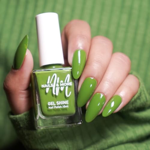 Image of Nails & More Olive Green Nail Polish, Argan Oil-Infused Gel Shine, Earthy Green Nails, Subtle Elegance | 10ml