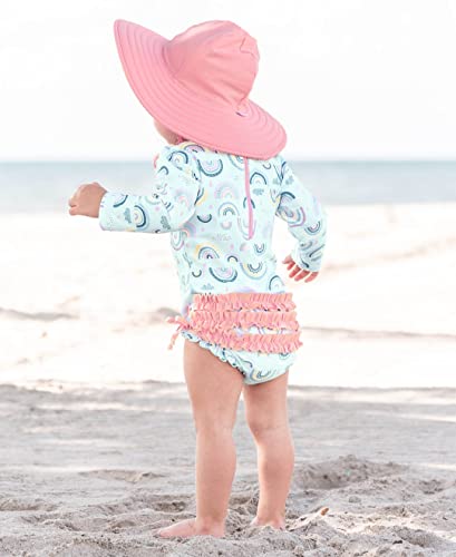 Image of RuffleButts Baby /Toddler Girls UPF 50+ Sun Protective Wide Brim Swimwear Sun Hat