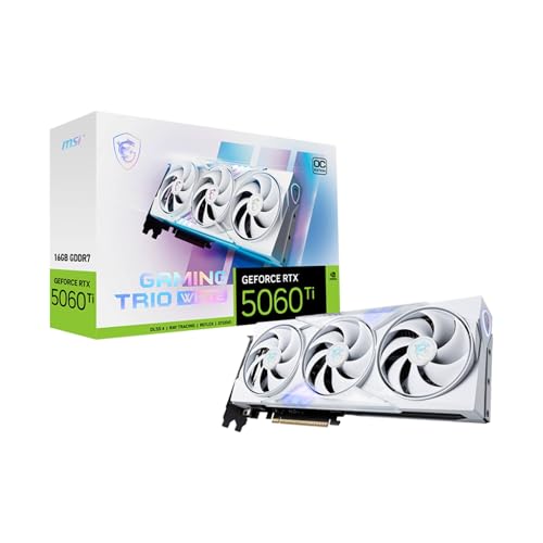 MSI NVIDIA GeForce RTX 5060 Ti 16G GAMING TRIO OC WHITE GDDR7 128bit Q[~OOtBbNXJ[hAő2662MHzAPCIe Gen 5ADLSS 4ADP 2.1 x 3AHDMI