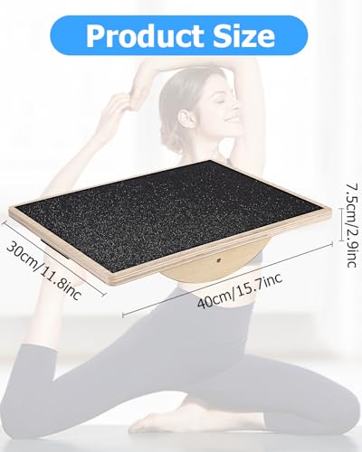Zofory Rutschfestes Balance Board, Balance Board aus Holz für Erwachsene, Gleichgewichtstrainer für das Training der Rumpfmuskulatur, Stabilitätstraining und Dehnübungen für die Beine