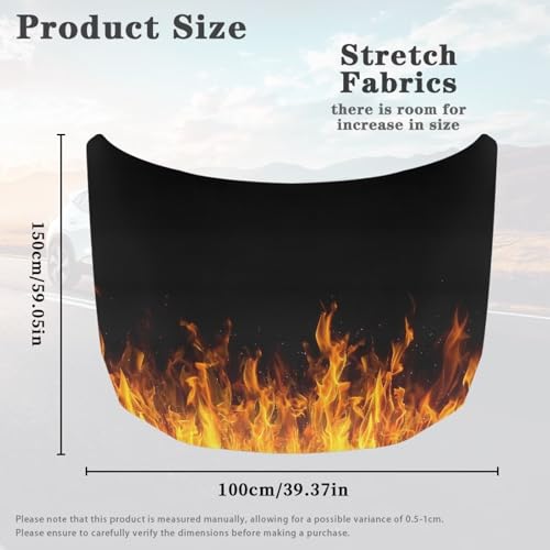 Image of Bonfire Print Car Hood Cover Elastic Fabric Covers for Car Hood Stretchable Universal Auto Accessories Easy Installation for Car Hood Decor and Protection