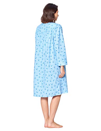 Casual Nights Women's Floral Snap Front Flannel Duster Long Sleeve Lounger Dress4