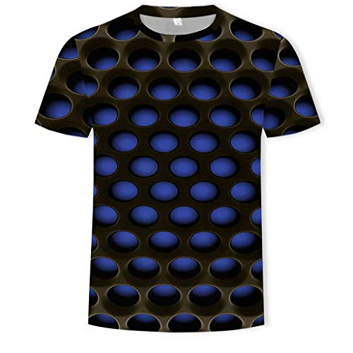 Camiseta informal de manga corta para hombre con impresión 3D, cuello redondo, divertida, camiseta de verano, suave y cómoda, blusa a la moda, unisex, camisetas de manga corta, azul, XXL