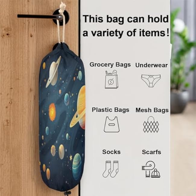 Grocery Plastic Bags Holders and Dispenser, Artistic Galaxy Shopping Bag Holder Organizer Glitter Galaxy Grocery Bag Carrier Storage for Home Kitchen Office Decor