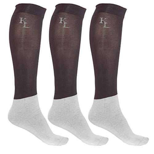 Kingsland Equestrian: Calcetines unisex para competición (3 unidades), diseño con logotipo KL, color negro, color - negro, tamaño Gr. 29 - 35
