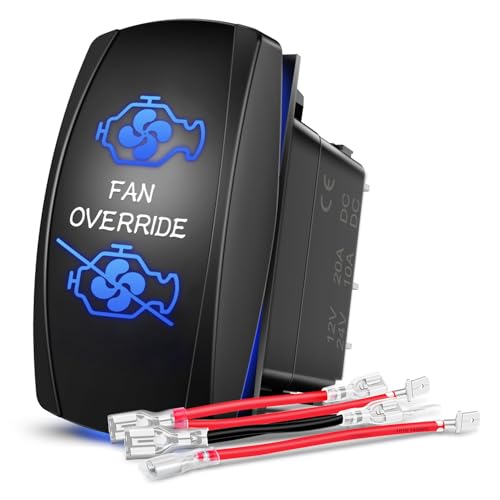 Image of Nilight Fan Override Rocker Switch Led Light Bar 5 Pin Laser On Off | SPST Switches 20A /12V 10A /24V Blue with Jumper Wires Set for Cars Trucks Boats ATVs UTVs RVs