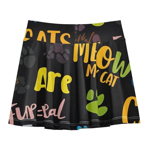 Girls Skorts Athletic Shorts Colorful Cat Paws Toddlers Tennis Skirts Cute Comfy Pleated Skort 3t2