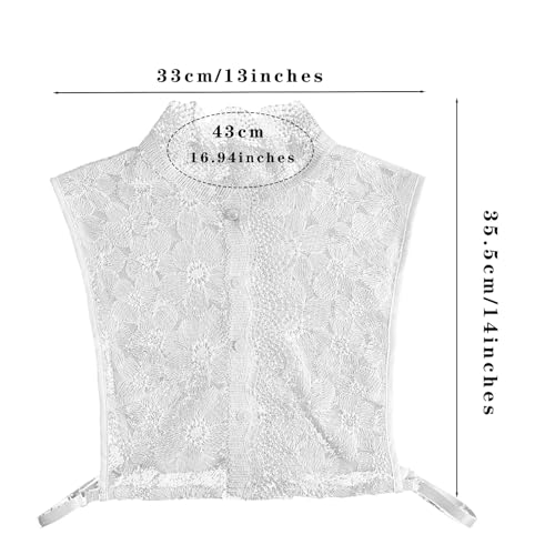 White Collar Embroidered Fabric Fake Collar for Daily Wear,Classic Style Perfect for Sweaters Dresses4