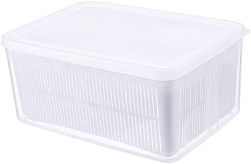 SHOWERORO 1 cesta de almacenamiento doble perforada colador de verduras contenedores de colador de verduras Almacenamiento de alimentos Prep Bowl