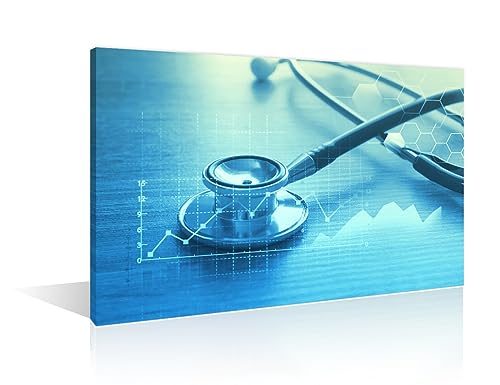 Image of TUMOVO Stethoscope Artwork Wall Decor Posters and Prints 1 Panels Clinical Laboratory Pictures Wall Decor for Bedroom Poster Medical Art Prints Framed Ready to Hang (16 inch Wx24 H)