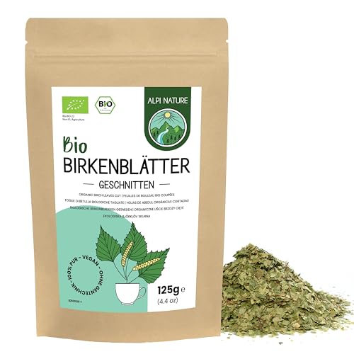 Alpi Nature Hojas de Abedul Infusión Orgánica 125g, Hojas de Abedul Secas y Cortadas para Preparar Té
