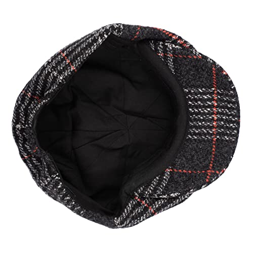 Image of The Tie Hub Wool Flat Cap for Men & Women | Adjustable Vintage Newsboy Gatsby Hat for Casual, Travel, Outdoor | Free Size Herringbone Ivy Style Cap