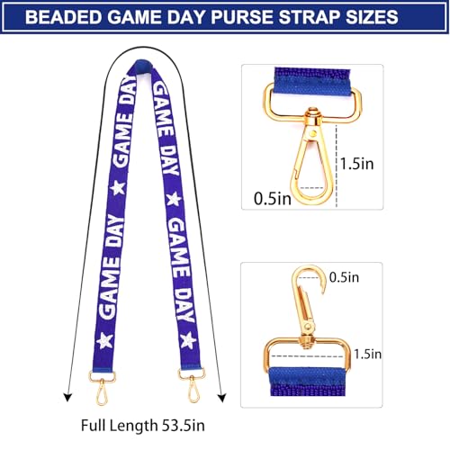Image of Beaded Game Day Purse Strap Replacement White Blue Football Purse Strap Crossbody Bag Straps Game Day Outfits Accessories (Blue White)