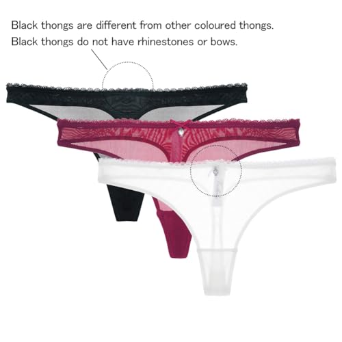 Varsbaby N082TS-BLACK+WHITE+RED-S Women'S Sexy Sheer Panties Thongs Mesh G-Strings Low Rise Brief Underwear thumb #4