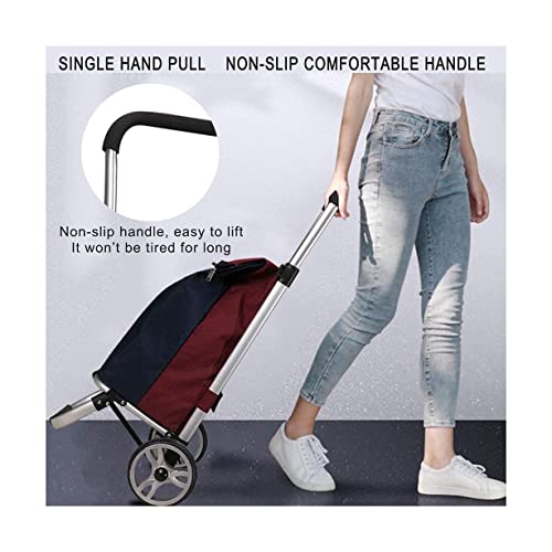 QUANLI Faltbarer Einkaufstrolley, 50 l, Aluminiumlegierung, Einkaufswagen mit wasserdichten Taschen, Rädern, groß… – Bild 3