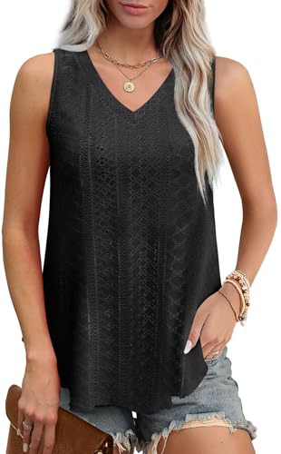 OFEEFAN Womens Tank Tops V Neck Sleeveless Flowy Loose Fit Basic Casual Summer Tops2