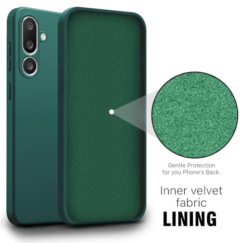 Image of WOW IMAGINE Back Cover for Samsung Galaxy M56 5G | Galaxy F56 5G | Ultra Slim Soft Rubberised Case | Inner Velvet Fabric | Matte Silicone Flexible Mobile Case | Camera Protection - Green