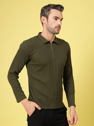Image of Rigo Printed Casual T-Shirts for Men | Waffle Knit Solid T-Shirt for Men | Full Sleeves T-Shirts for Men