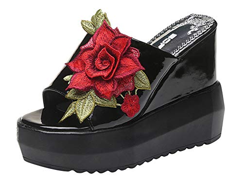 ACE SHOCK Damen Mode Plateau Sneakers High Hidden Heel Wedge Walking Shoes Braut Hochzeit Schuhe, schwarz, 37 EU ACE SHOCK Damen Mode Plateau Sneakers High Hidden Heel Wedge Walking Shoes Braut Hochzeit Schuhe, schwarz, 37 EU