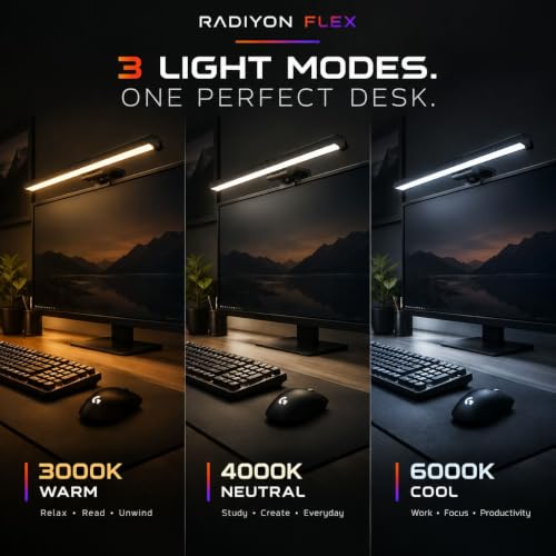 Image of Monitor Light Bar, 19-Inch USB Powered 5W LED Computer Screen Lamp, Smart Touch, 3 Color Modes, Stepless Dimming, 60-Min Timer, No Glare Desk Lamp for Office, Study & Work