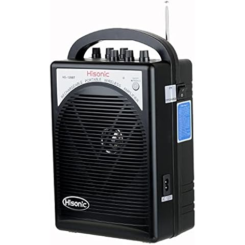 HISONIC HS122BT-LL Portable Rechargeable PA System with Dual Channel Wireless Microphones with Bluetooth, Black Cover