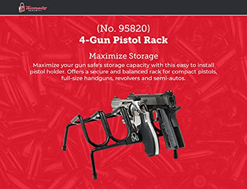 Hornady Pistol Rack For Gun Safe, Holds 4 Handguns – Gun Stand For Handgun Storage And Organization, For Pistols And Revolvers – Scratch-Resistant With Non-Slip Feet – Maximize Gun Safe Space #TOP1