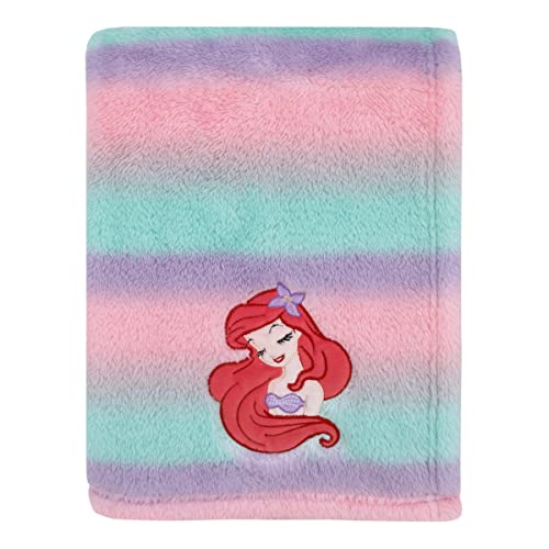 Image of NoJo Disney Ariel Watercolor Wishes Pink, Lavender, Aqua, and Orange, One of a Kind Ombre Sherpa Super Soft Baby Blanket