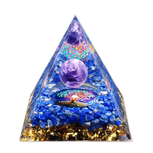 LEPGUYO Pirámide de Amatista Orgonita Árbol de la Vida, Regalos Espirituales Meditación Chakras Valentín Suerte Salud Amuleto