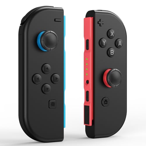 Upgraded Switch Controllers for Switch/Lite/OLED, Replacement for Switch Controller, Support Sports Dual Vibration/Wake-up/Motion Control/Screenshot, Support fitness and sports-themed games (Black)