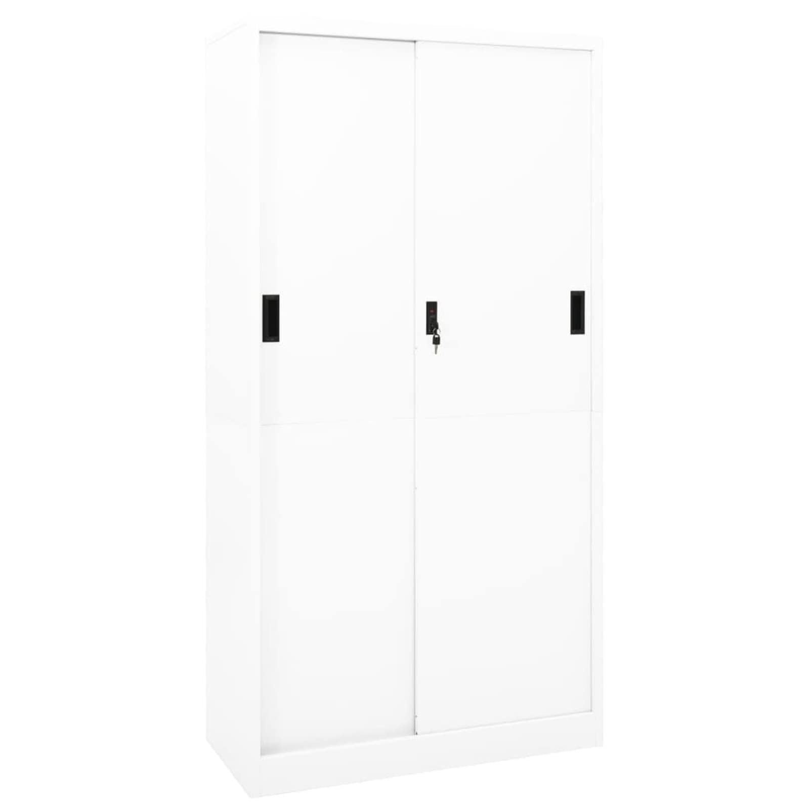 MOONAIRY Armario de Oficina Puerta corredera, Armario Metalico, Mueble Archivador, Armarios para Trasteros, Archivador Metalico, Acero Blanco 90x40x180 cm