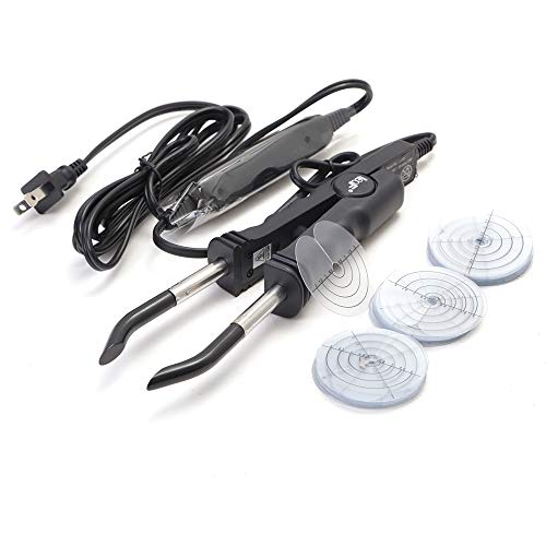 Vlasy Pre bonded Fusion Hair Extensions Connector Iron With 50Pcs Single Holes Spacer Template Heat Wand Kits (Black)