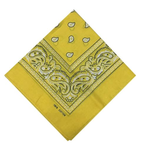 NGCG Bandanas Head Scarf Neckerchief Motorbike Scarf Handkerchiefs Cotton Head Scarf Hip Hop Scarves Outdoor Bandanas Multi-purpos, Yellow